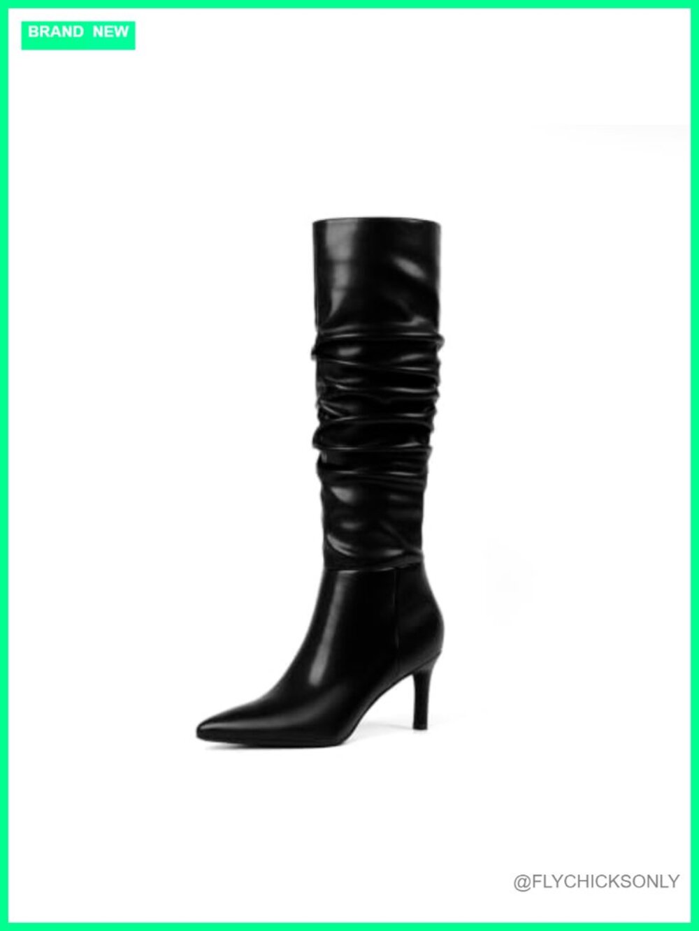 Knee High Boots Women Faux Leather Pointed Toe Stiletto Heel Tall Boots